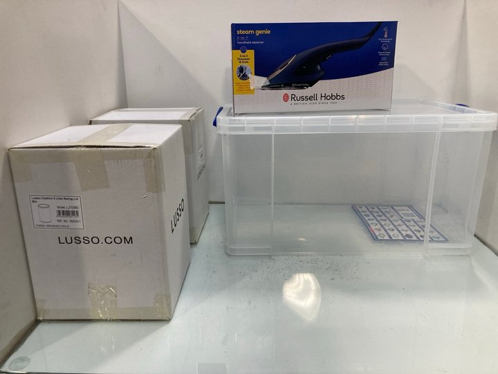 Lot 1516  
            Marchington SR13 - Parcel Delivery Only 

                
4 X ASSORTED HOUSEHOLD ITEMS TO INCLUDE RUSSELL HOBBS 2-IN-1 HANDHELD STEAMER: LO...