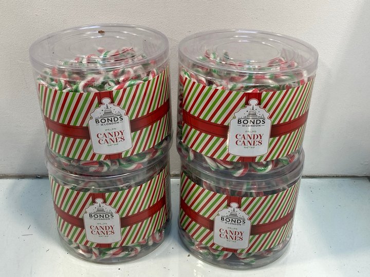 Lot 1519  
            Marchington SR13 - Parcel Delivery Only 

                
4 X 250 PIECE TUBS OF BONDS OF LONDON CHRISTMAS CANDY CANE CONFECIONARY-BBE 07/27...
