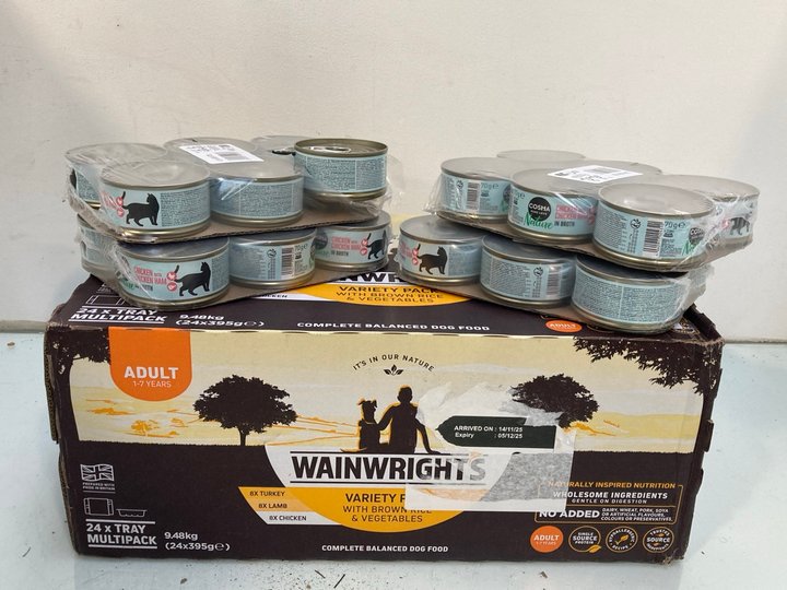 Lot 1537  
            Marchington SR13 - Parcel Delivery Only 

                
QTY OF WAINWRIGHTS 395G TRAY DOG FOOD IN VARIOUS FLAVOURS TO INCLUDE 24 X 70G TIN...
