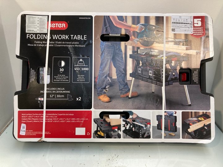 Lot 1538  
            Marchington SR13 - Parcel Delivery Only 

                
KETER FOLDING WORK TABLE WITH CLAMPS -ORIGINAL RRP £134.99: LOCATION - F8