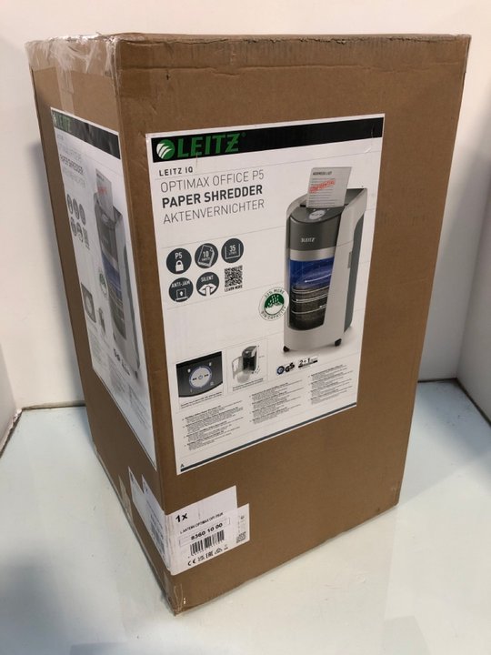 Lot 1550  
            Marchington SR13 - Parcel Delivery Only 

                
LEITZ IQ OPTIMAX OFFICE P5 PAPER SHREDDER -ORIGINAL RRP £219.00: LOCATION - F7