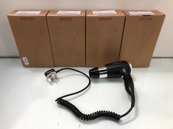 Lot 1561  
            Marchington SR13 - Parcel Delivery Only 

                
5 X CORBY OF WINDSOR DALTON HAIR DRYERS IN BLACK/CHROME-ORIGINAL COMBINED RRP £13...