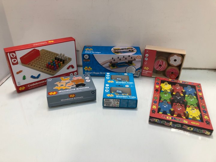Lot 1571  
            Marchington SR13 - Parcel Delivery Only 

                
7 X ASSORTED CHILDRENS TOYS TO INCLUDE BIGJIGS WOODLAND ANIMALS SET: LOCATION - F5