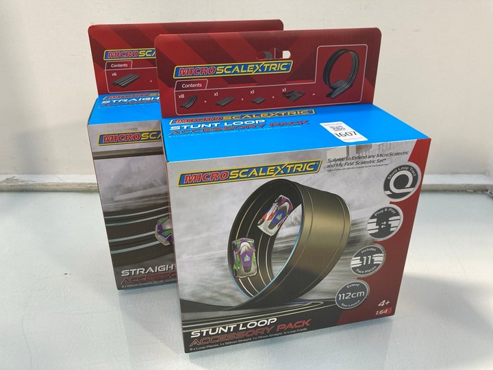 Lot 1607  
            Marchington SR13 - Parcel Delivery Only 

                
2 X MICRO SCALEXTRIC STUNT LOOP ACCESSORY PACKS: LOCATION - F4