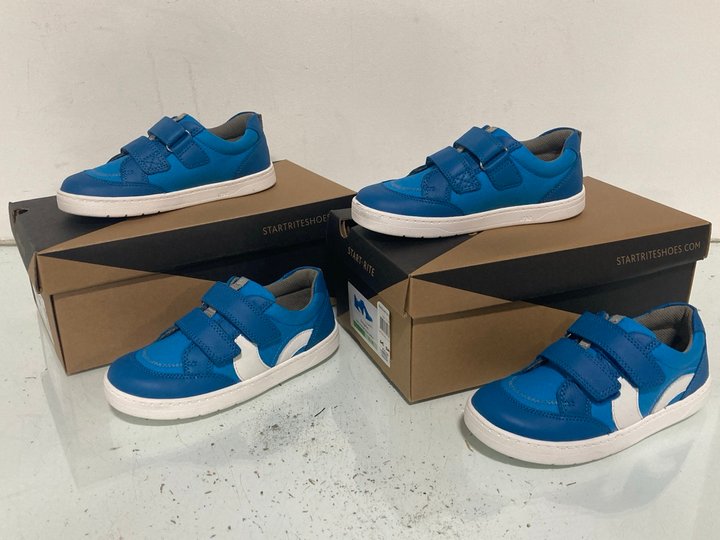 Lot 872  
            Marchington SR13 - Parcel Delivery Only 

                
2 X START RITE CHILDRENS ENIGMA TRAINERS IN BRIGHT BLUE LEATHER - SIZE UK 11F & 1...