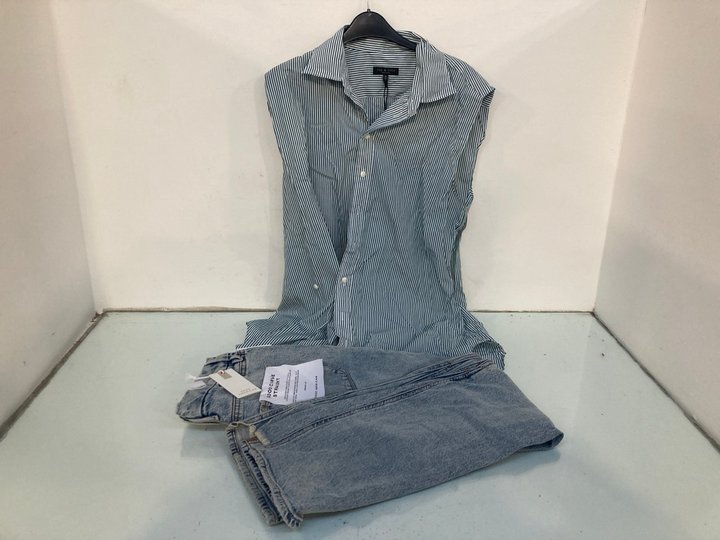 Lot 891  
            Marchington SR13 - Parcel Delivery Only 

                
RAG & BONE NEW YORK INDIANA SLEEVELESS SHIRT IN GREEN STRIPE-UK SIZE M TO INCLUDE...