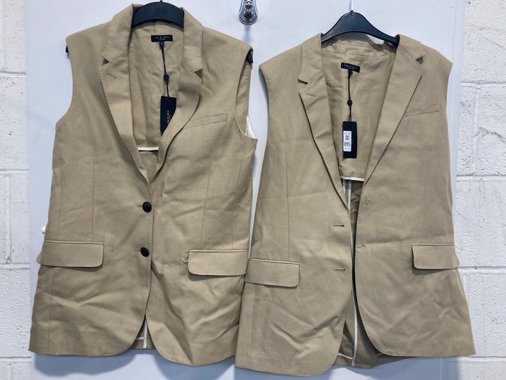 Lot 895  
            Marchington SR13 - Parcel Delivery Only 

                
2 X RAG & BONE NEW YORK ODESSA LINEN VESTS IN SAND-UK SIZE 6 AND 4 - ORIGINAL COM...