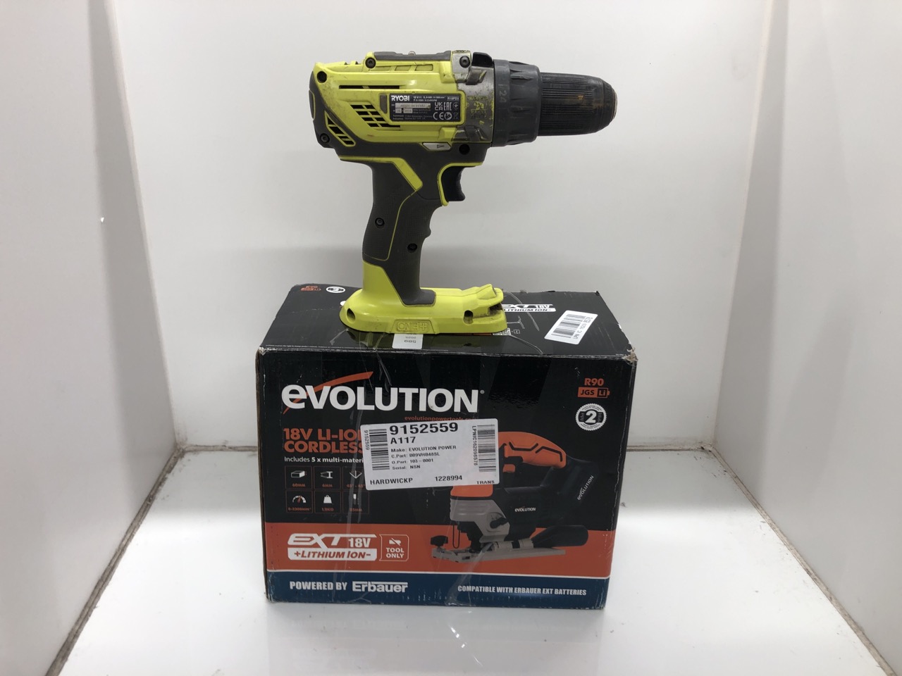Lot 589  
            Edinburgh SR24 - Delivery Only 

                
EVOLUTION 18V CORDLESS JGS + RYOBI CORDLESS COMBI DRILL 18+ ID REQUIRED: LOCATION...