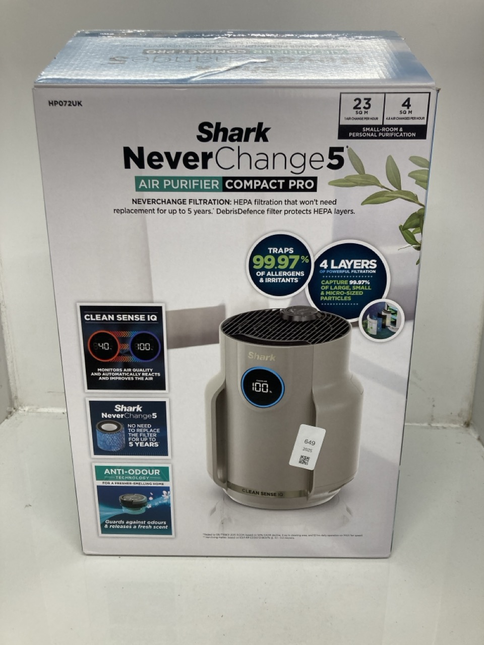 Lot 649  
            Edinburgh SR24 - Delivery Only 

                
SHARK NEVERCHANGE5 AIR PURIFIER FOR HOME, BEDROOM, OFFICE, ROOM COVERAGE 23SQM, 5...