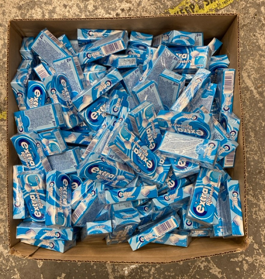 Lot 663  
            Edinburgh SR24 - Delivery Only 

                
QUANTITY OF  EXTRA REFRESHER PEPPERMINT GUM BBE 18/06/26: LOCATION - F RACK