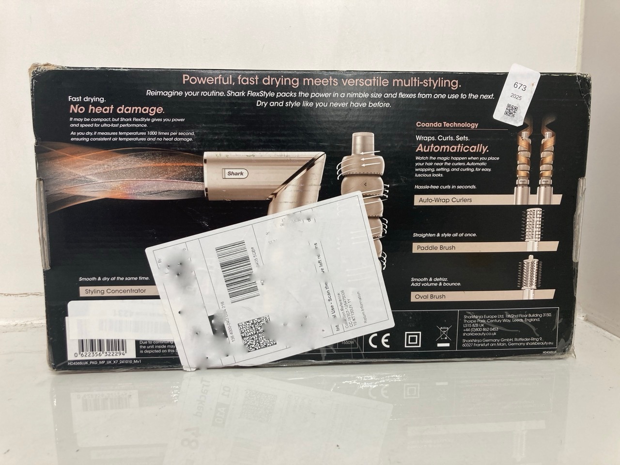 Lot 673  
            Edinburgh SR24 - Delivery Only 

                
SHARK FLEXSTYLE 4-IN-1 AIR STYLER & HAIR DRYER WITH AUTO-WRAP CURLERS, PADDLE BRU...