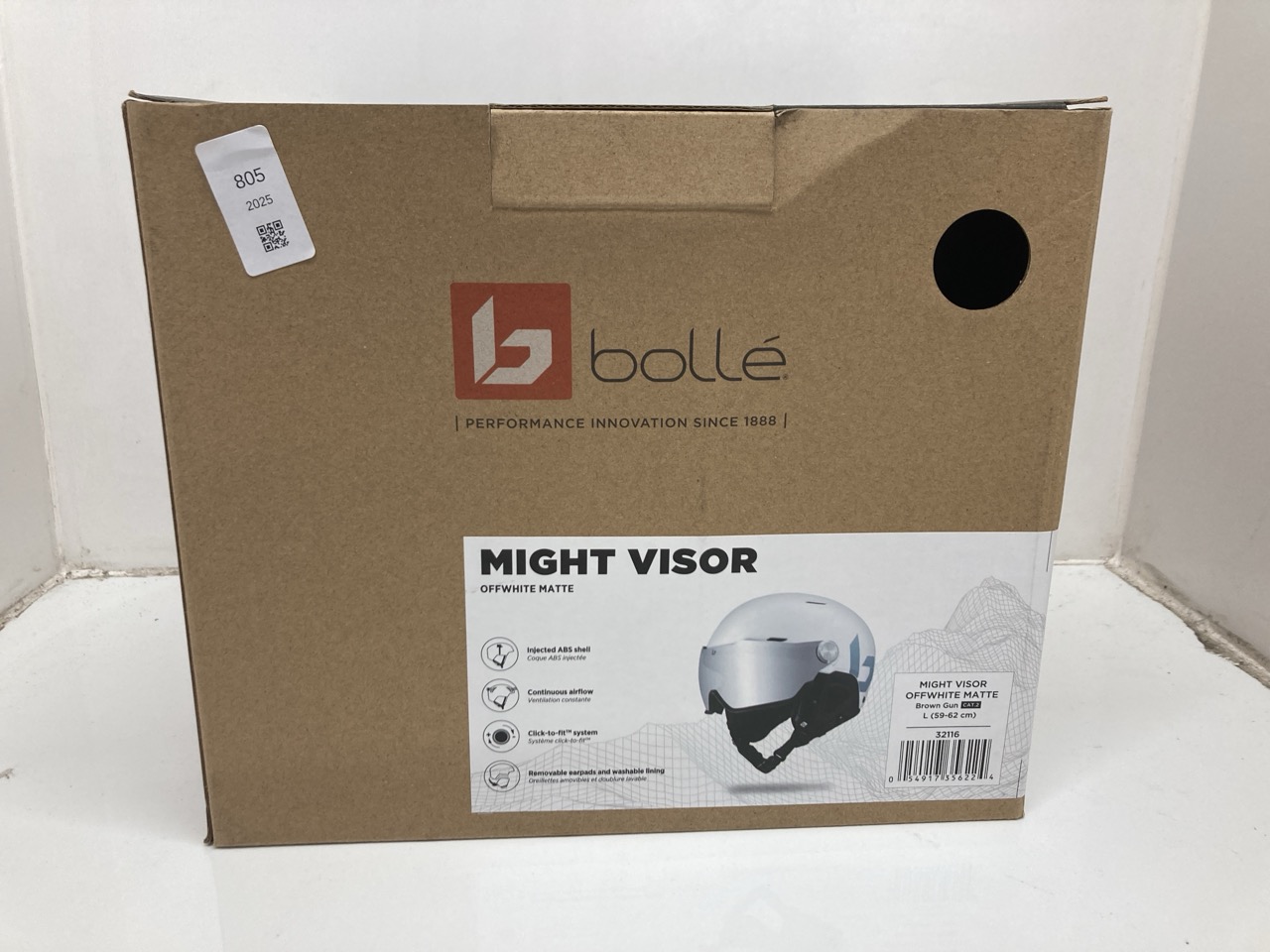 Lot 805  
            Edinburgh SR24 - Delivery Only 

                
BOLLÉ - MIGHT VISOR | SKI HELMET | WHITE | LARGE | SKI HELMET |HIGH RESISTANCE AB...