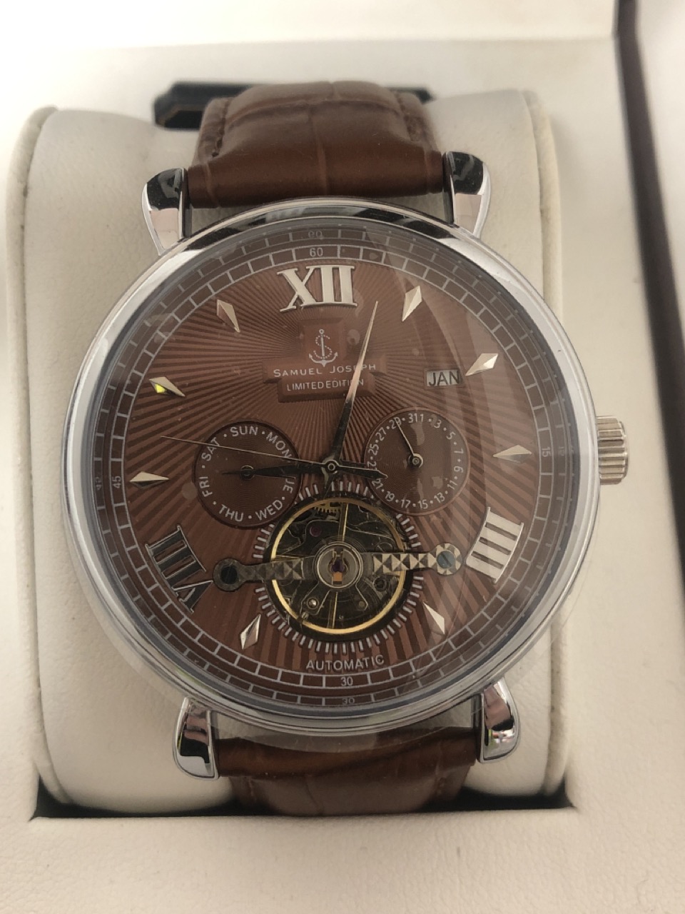 Lot 149  
            Edinburgh SR34 - Delivery Only 

                
SAMUEL JOSEPH LIMITED EDITION STEEL & BROWN AUTOMATIC DESIGNER MENS WATCH - HAND ...