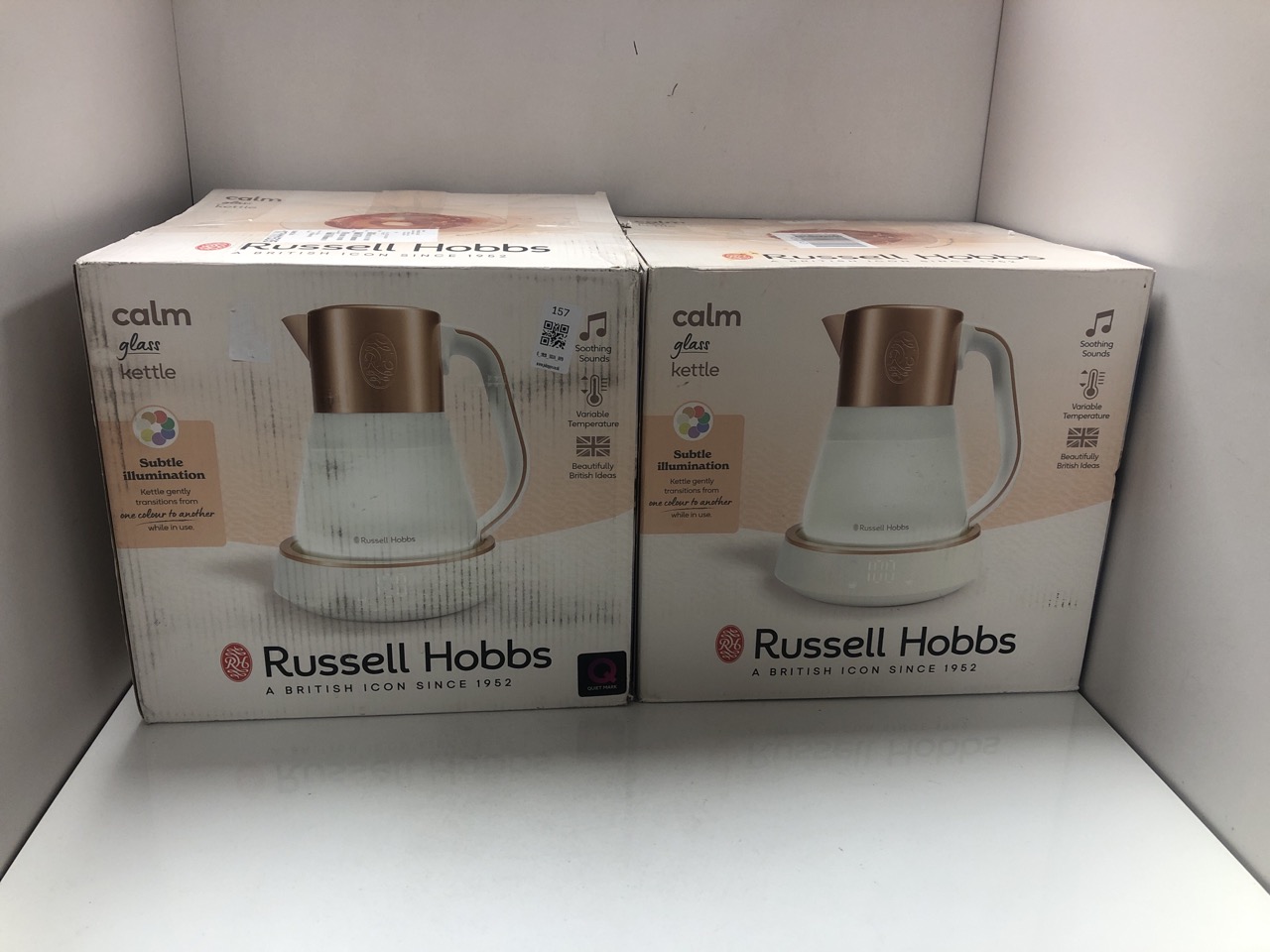 Lot 157  
            Edinburgh SR34 - Delivery Only 

                
2 X RUSSELL HOBBS CALM KETTLE (1.7L, AI-DESIGNED, VARIABLE TEMPERATURE 40-100°C, ...