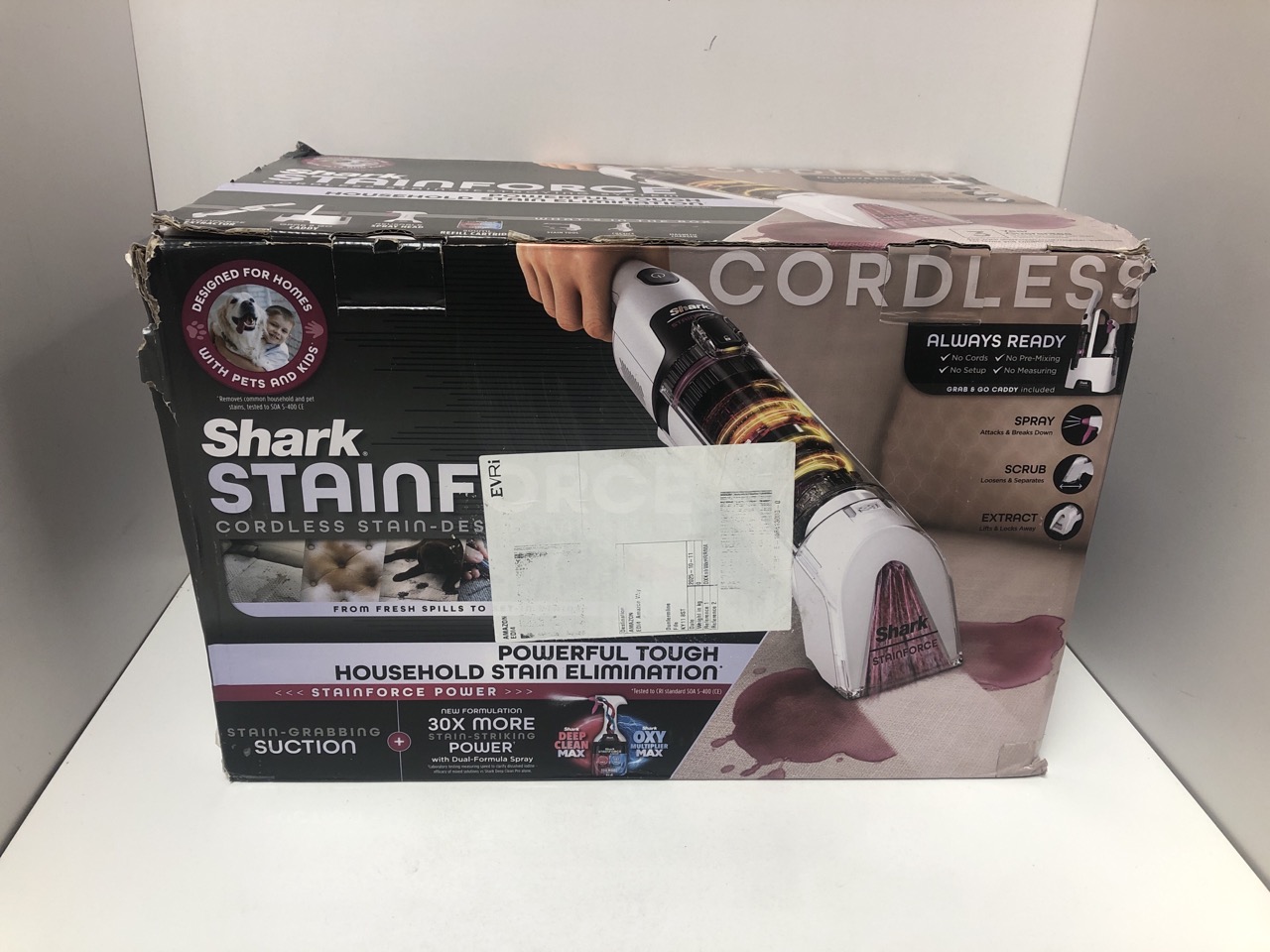 Lot 176  
            Edinburgh SR34 - Delivery Only 

                
SHARK STAINFORCE CORDLESS SPOT CLEANER LIGHTWEIGHT & PORTABLE SPOT, STAIN, & ODOU...