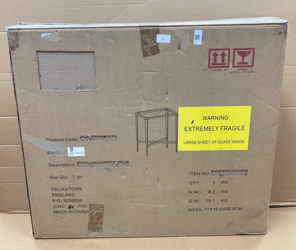 Lot 182  
            Edinburgh SR34 - Delivery Only 

                
KITCHEN TABLE WITH GLASS TOP:: LOCATION - A