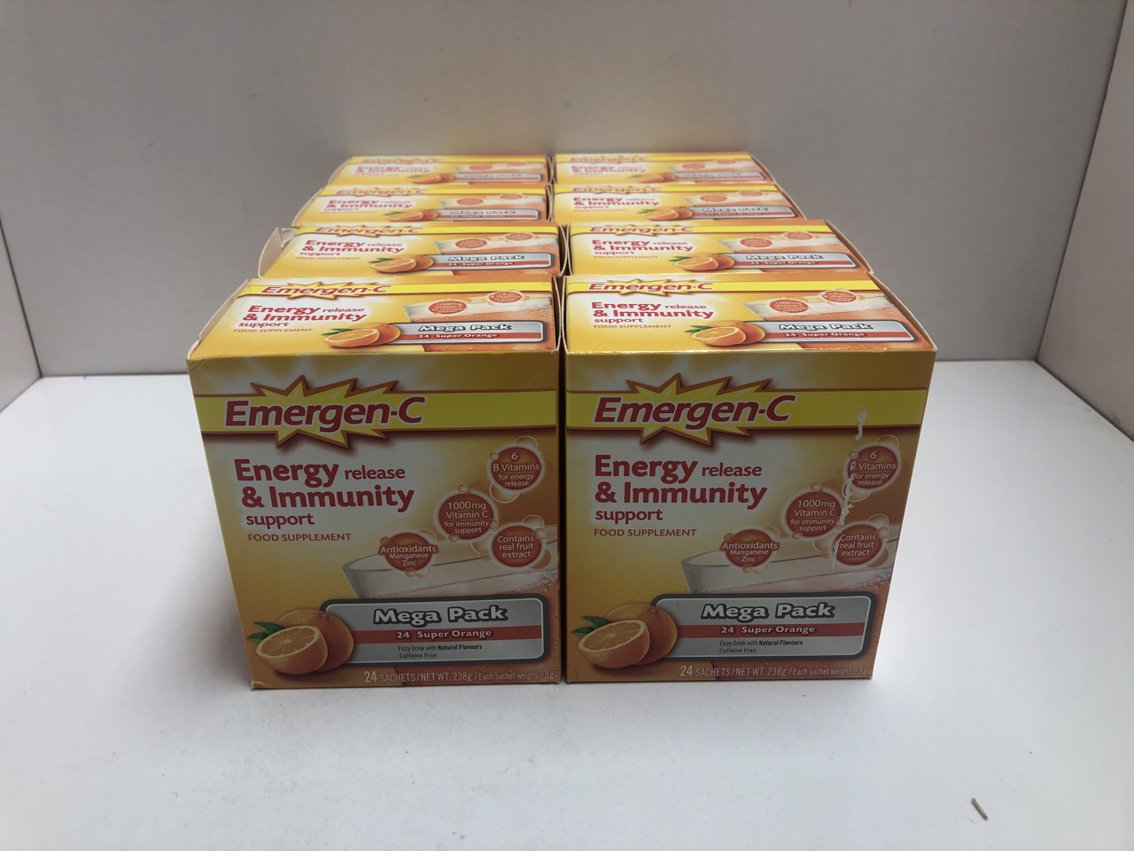 Lot 249  
            Edinburgh SR34 - Delivery Only 

                
8 X EMERGEN-C MULTIMINERALS FOR ADULTS, WITH VITAMIN C, SUPER ORANGE 24PK. BBE 12...