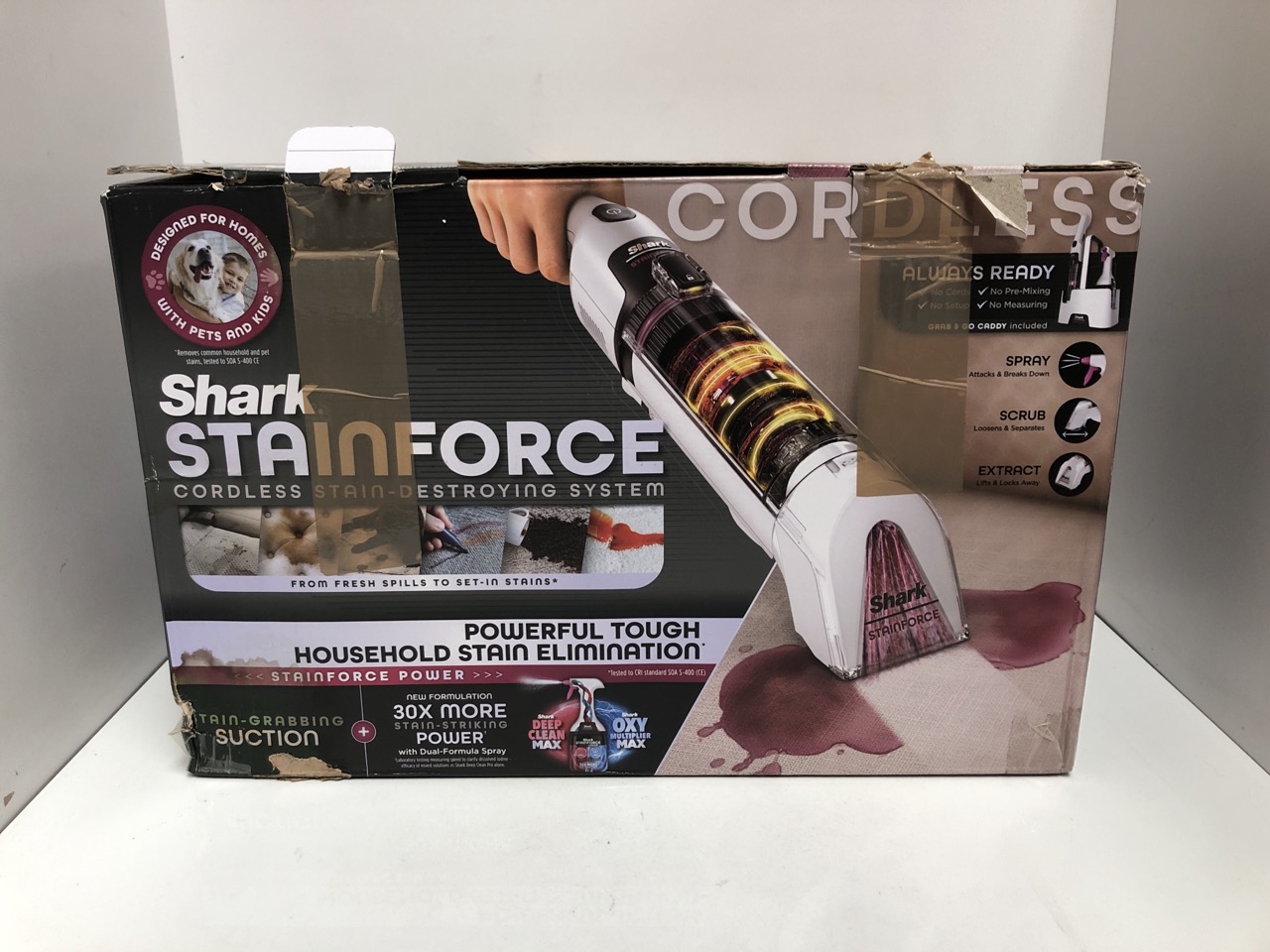 Lot 26  
            Edinburgh SR34 - Delivery Only 

                
SHARK STAINFORCE CORDLESS SPOT CLEANER LIGHTWEIGHT & PORTABLE SPOT, STAIN, & ODOU...