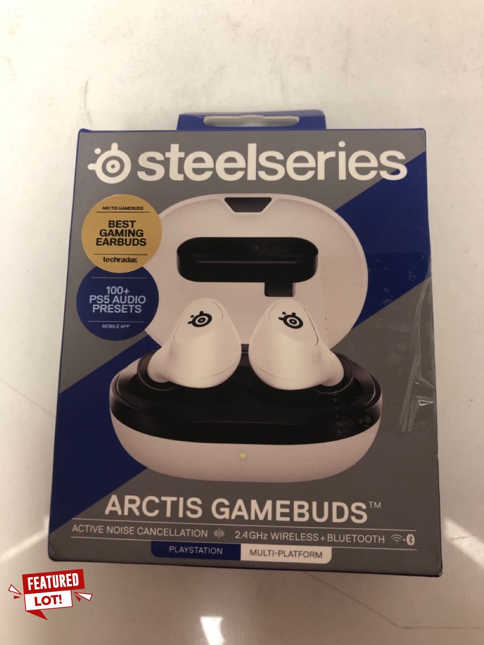 Lot 307  
            Edinburgh SR34 - Delivery Only 

                
STEELSERIES ARCTIS GAMEBUDS FOR PS5 - WIRELESS GAMING EARBUDS - 2.4GHZ + BT 5.3 -...