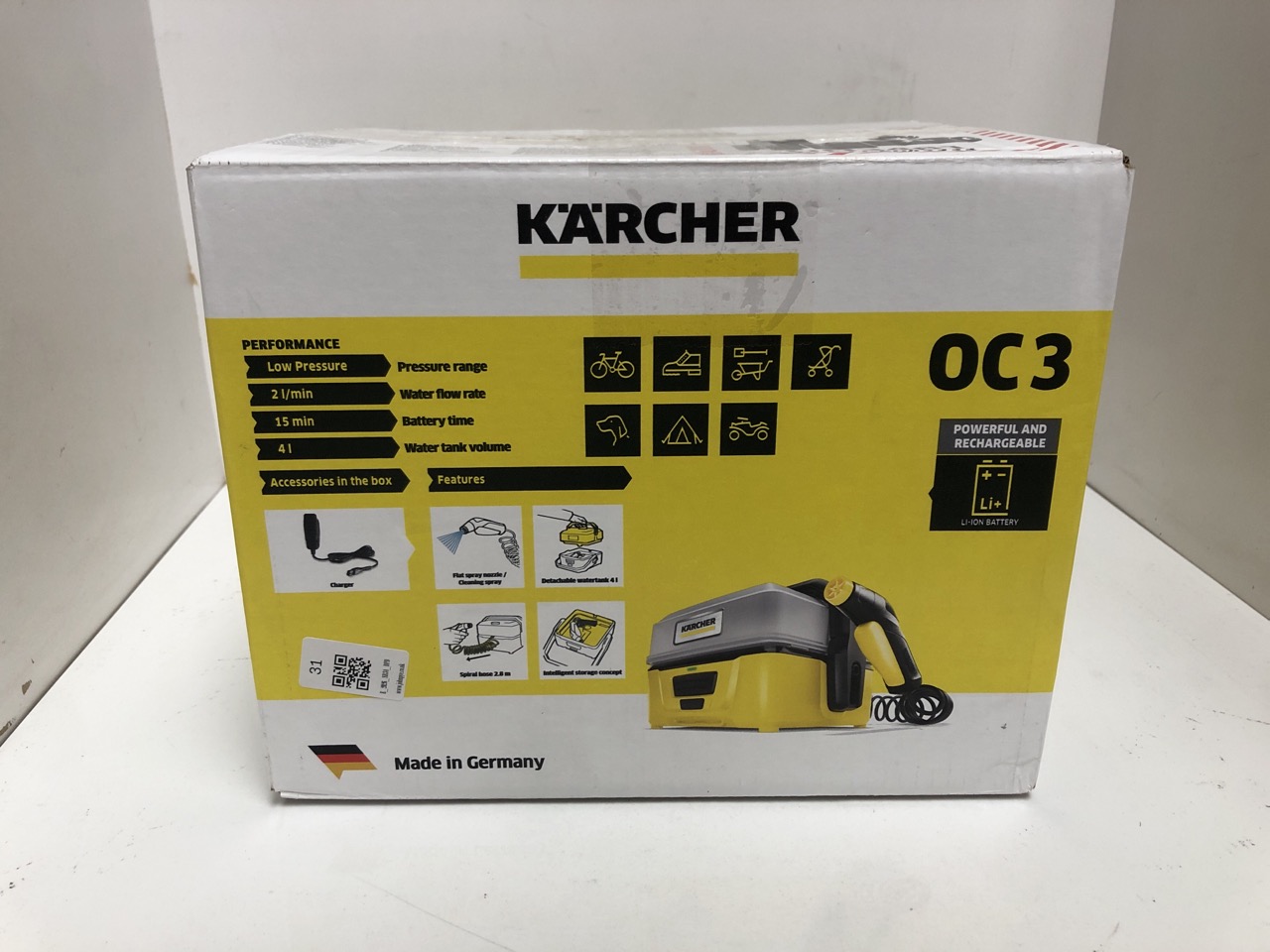 Lot 31  
            Edinburgh SR34 - Delivery Only 

                
KARCHER OC3 PORTABLE CLEANER.: LOCATION - TOP 50