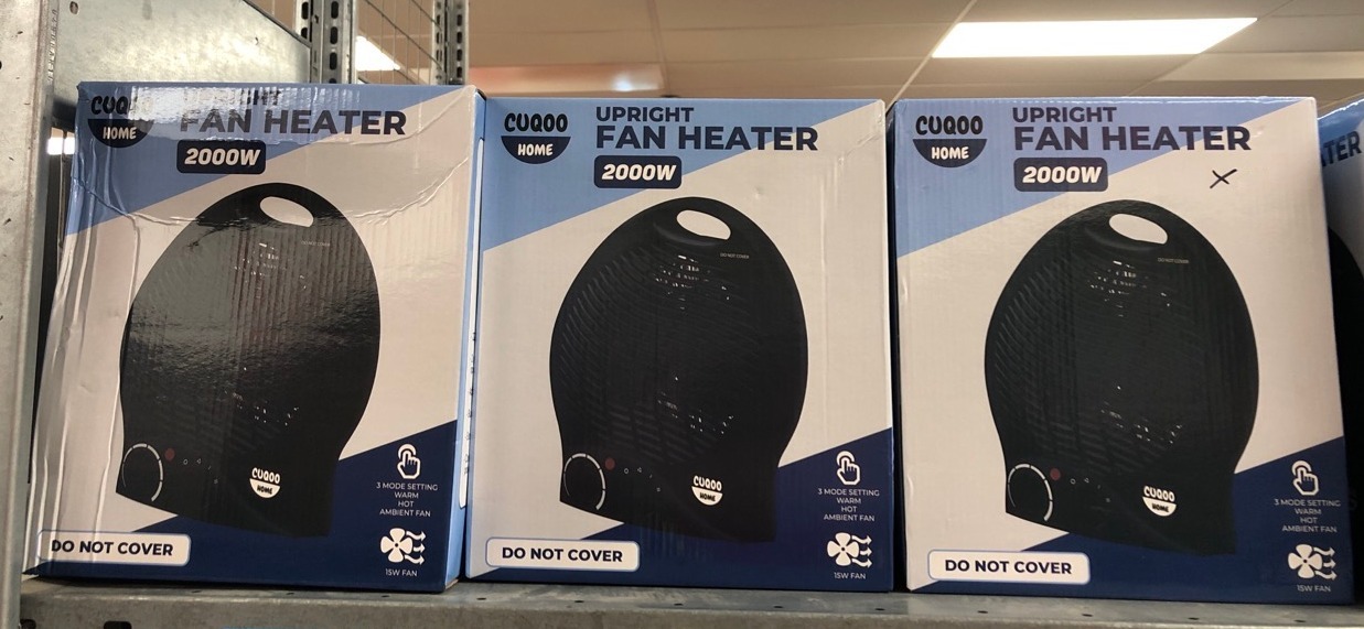 Lot 354  
            Edinburgh SR34 - Delivery Only 

                
8 X CUQOO 2KW FAN HEATER AND COOLER BLACK - VARIABLE THERMOSTAT & 2 HEAT SETTINGS...