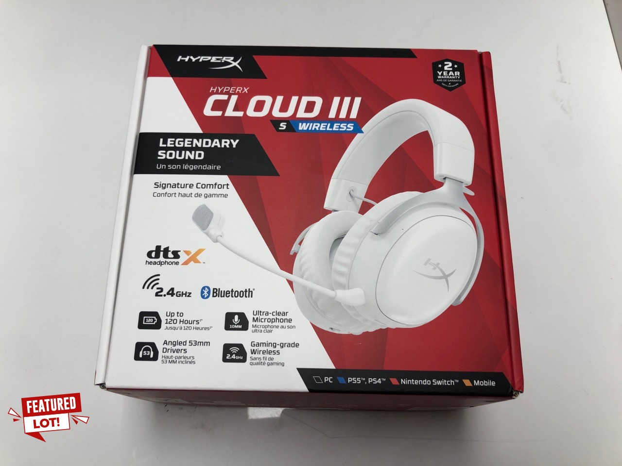 Lot 357  
            Edinburgh SR34 - Delivery Only 

                
HYPERX CLOUD III S – WIRELESS GAMING HEADSET | MULTI-PLATFORM, 2.4GHZ, BLUETOOTH ...