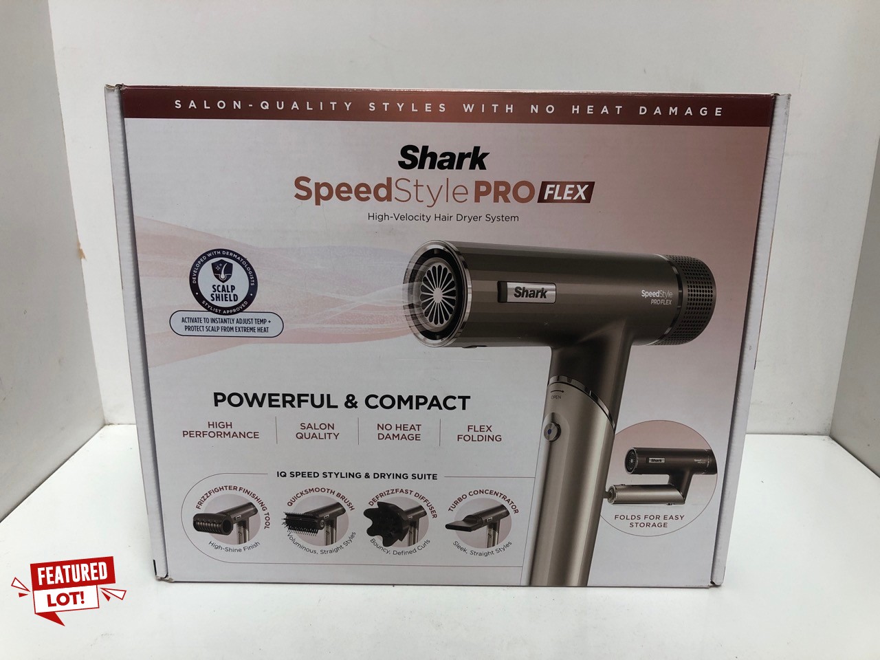 Lot 38  
            Edinburgh SR34 - Delivery Only 

                
SHARK SPEEDSTYLE PRO FLEX HAIR DRYER, HIGH PERFORMANCE HIGH-VELOCITY HAIR-DRYER  ...