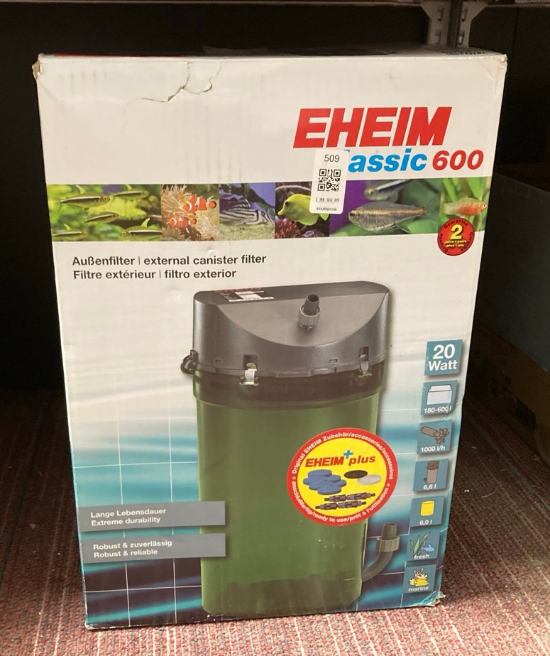 Lot 509  
            Edinburgh SR34 - Delivery Only 

                
EHEIM CLASSIC 600 2217020 EXTERNAL FILTER FOR AQUARIUM 1000 L/H < 600 L WITH TAP....