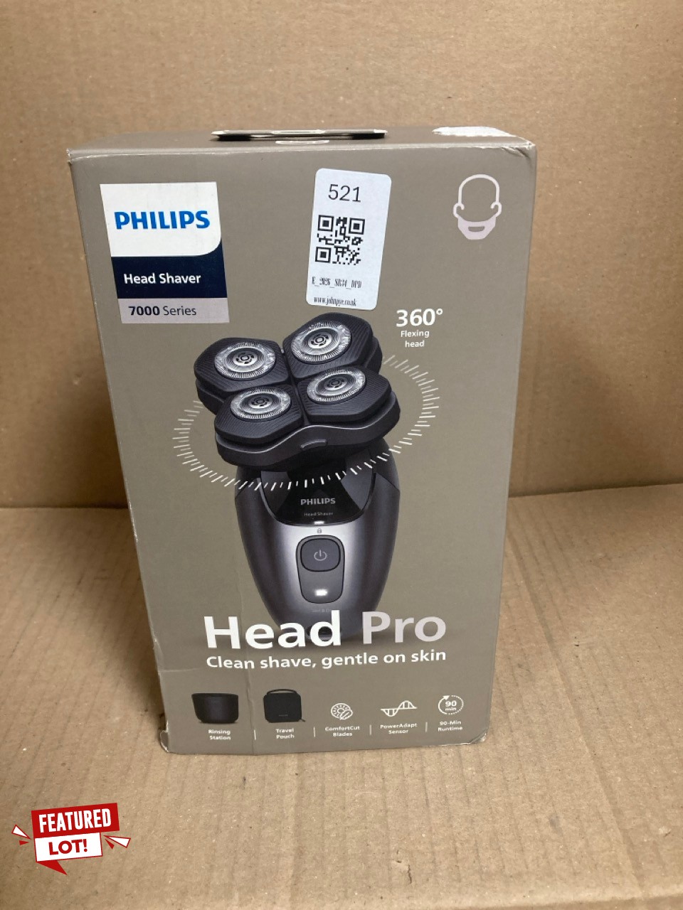 Lot 521  
            Edinburgh SR34 - Delivery Only 

                
PHILIPS HEAD SHAVER PRO 7000 SERIES - SKULL SHAVER FOR MEN AND WOMEN, 360° FLEXIN...