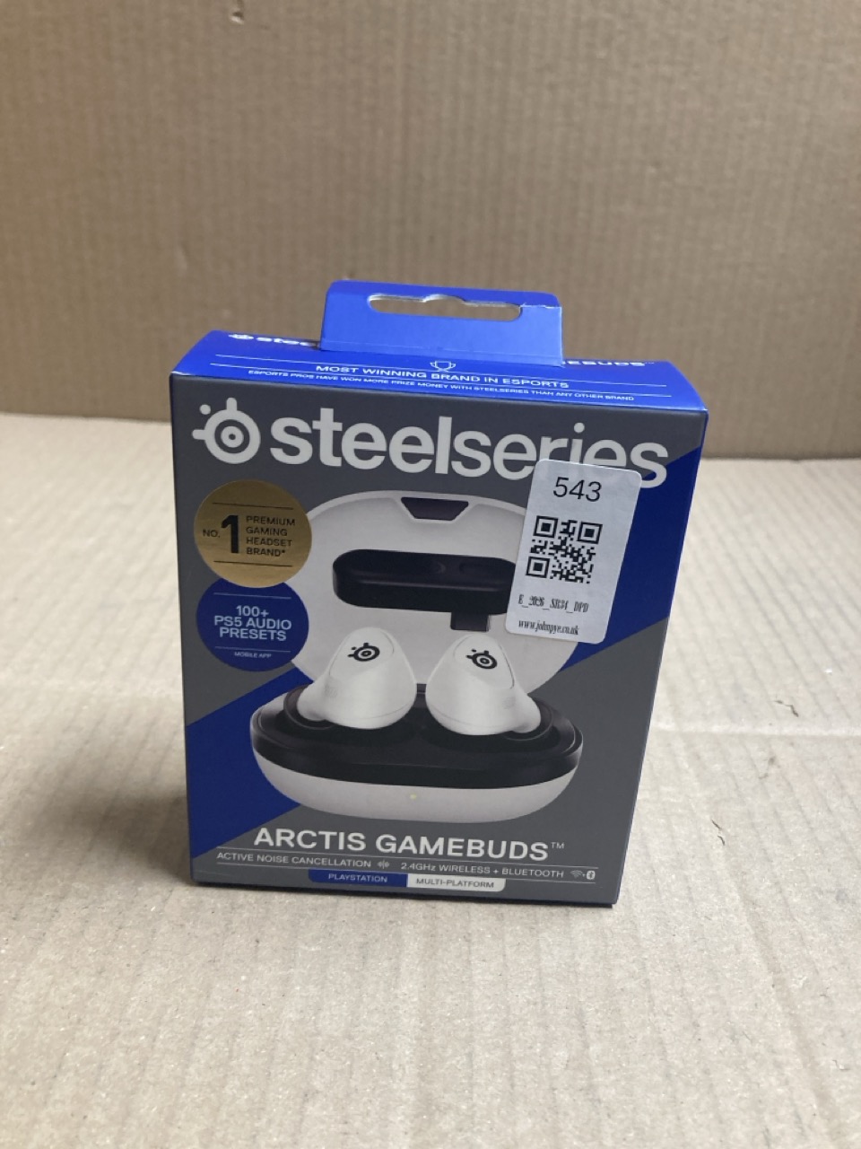 Lot 543  
            Edinburgh SR34 - Delivery Only 

                
STEELSERIES ARCTIS GAMEBUDS FOR PS5 - WIRELESS GAMING EARBUDS - 2.4GHZ + BT 5.3 -...