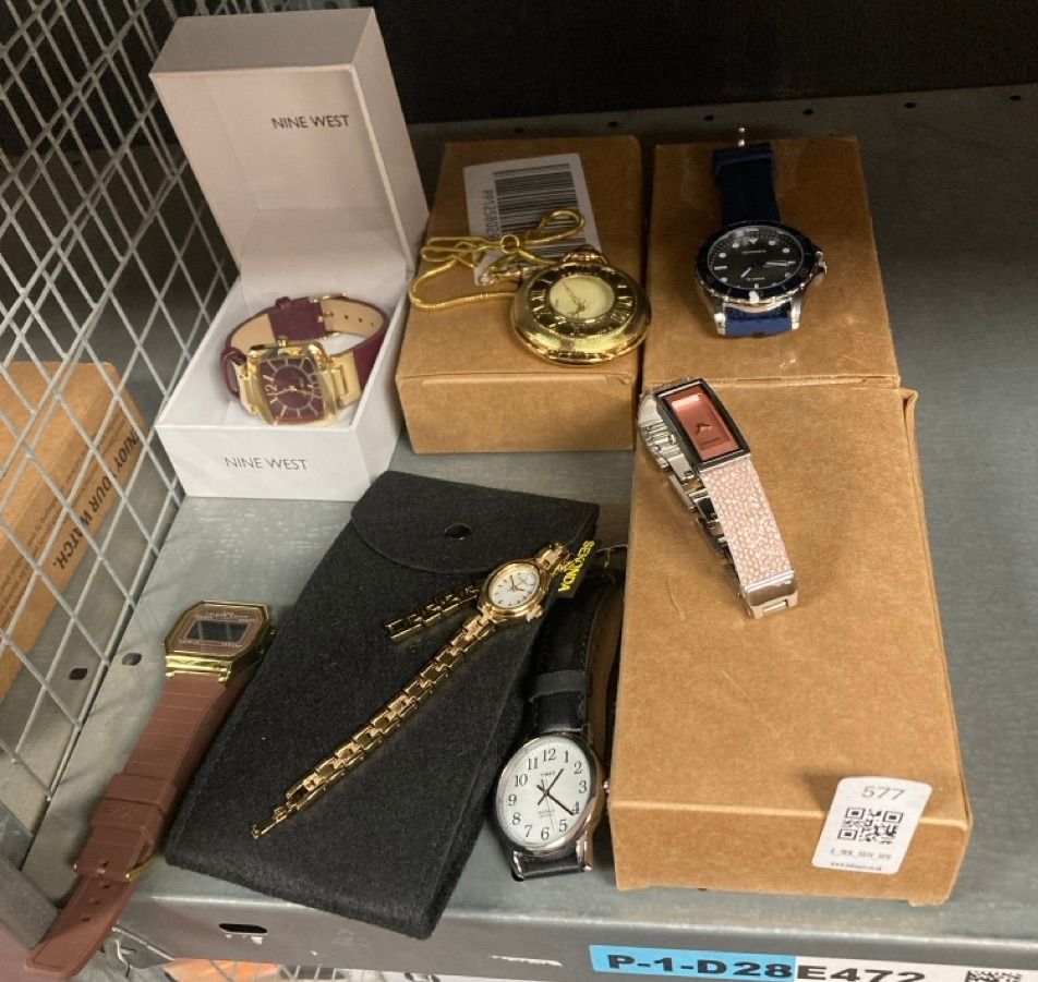 Lot 577  
            Edinburgh SR34 - Delivery Only 

                
QUANTITY OF WATCHES ITEMS TO INCLUDE NINE WEST WOMEN'S SAFFIANO STRAP WATCH: LOCA...
