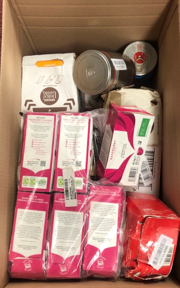 Lot 602  
            Edinburgh SR34 - Delivery Only 

                
QUANTITY OF FOOD & DRINK ITEMS TO INCLUDE PG TIPS RASPBERRY LEAF TEA BAGS - BULK,...