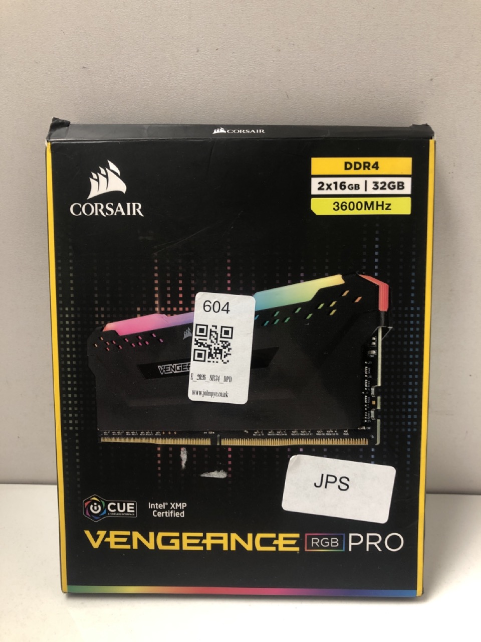 Lot 604  
            Edinburgh SR34 - Delivery Only 

                
CORSAIR VENGEANCE RGB PRO 32GB (2X16GB) DDR4 3600 (PC4-28800) C18 DESKTOP MEMORY ...