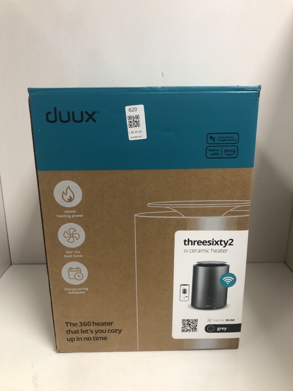 Lot 620  
            Edinburgh SR34 - Delivery Only 

                
DUUX THREESIXTY 2 ELECTRIC HEATER, SMART, GREY, MULTI-DIRECTION FAN CERAMIC, 1800...