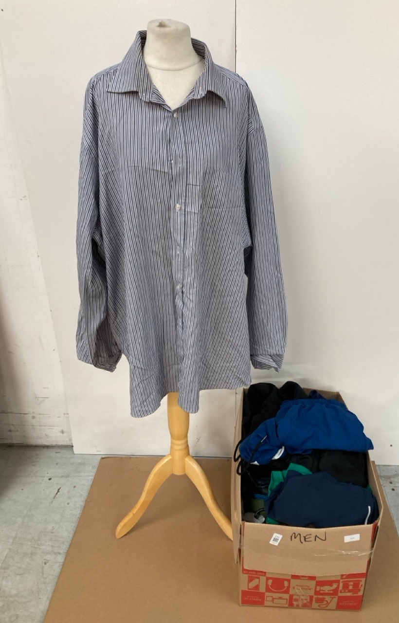 Lot 151  
            Edinburgh SR33 - Delivery Only 

                
QUANTITY OF CLOTHING & APPAREL ITEMS TO INCLUDE MENS STONE AYBL T SHIRT SIZE M: L...