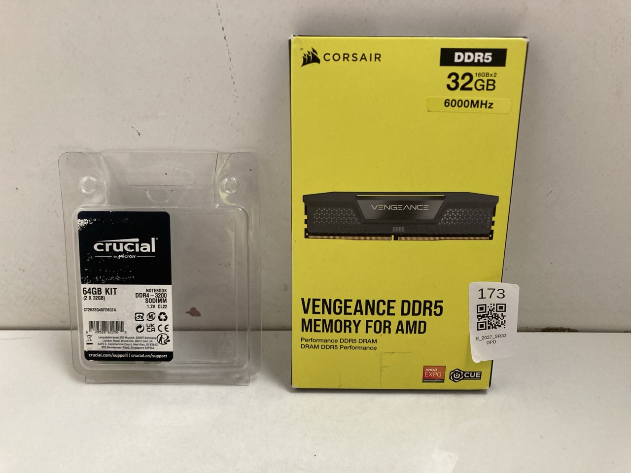 Lot 173  
            Edinburgh SR33 - Delivery Only 

                
CORSAIR VENGEANCE DDR5 32GB (2X16GB) DDR5 6000MHZ CL36 AMD EXPO INTEL XMP ICUE CO...