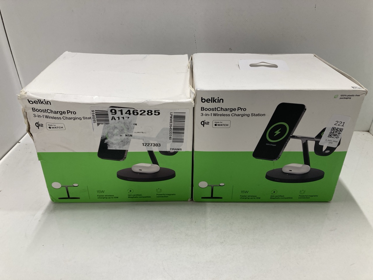 Lot 221  
            Edinburgh SR33 - Delivery Only 

                
2 X BELKIN BOOST CHARGE 3-IN-1 QI 2 CHARGER, MAGSAFE COMPATIBLE WIRELESS CHARGING...