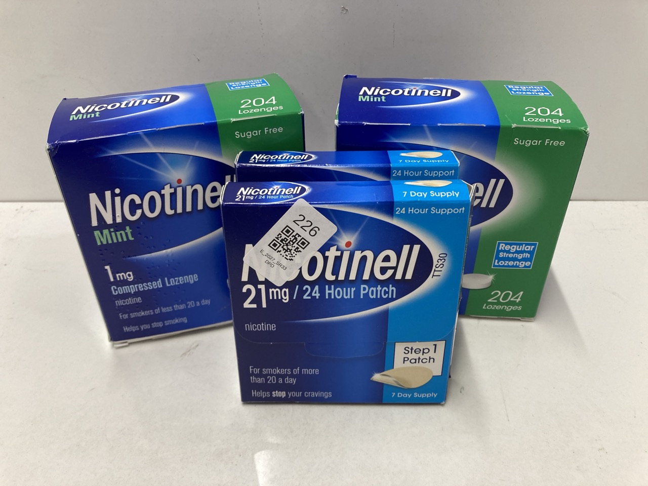 Lot 226  
            Edinburgh SR33 - Delivery Only 

                
QUANTITY OF ITEMS TO INCLUDE NICOTINELL NICOTINE PATCH, QUIT SMOKING AID STEP 1, ...