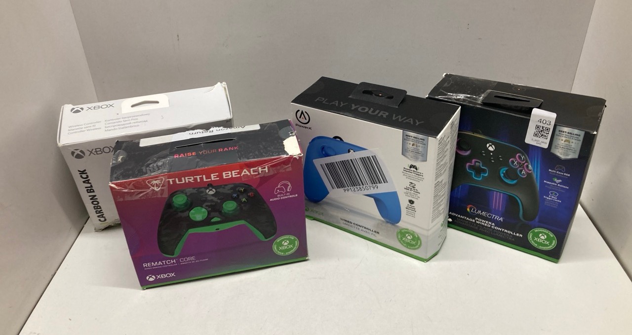 Lot 403  
            Edinburgh SR33 - Delivery Only 

                
QUANTITY OF TECH & GAMING ITEMS TO INCLUDE POWERA ADVANTAGE WIRED CONTROLLER FOR ...
