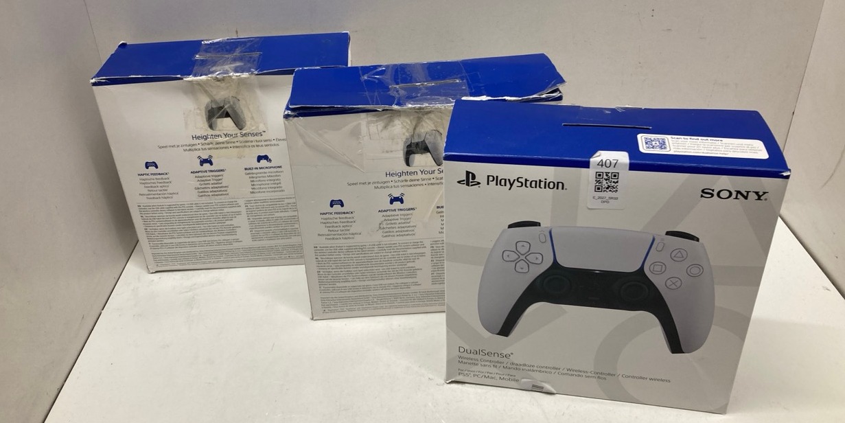 Lot 407  
            Edinburgh SR33 - Delivery Only 

                
SONY PLAYSTATION DUALSENSE WIRELESS CONTROLLER WHITE FOR PLAYSTATION 5.: LOCATION...