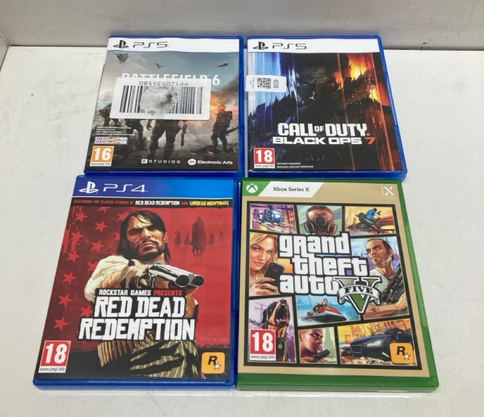 Lot 408  
            Edinburgh SR33 - Delivery Only 

                
QUANTITY OF TECH & GAMING ITEMS TO INCLUDE GRAND THEFT AUTO V (XBOX SERIES X) - 1...