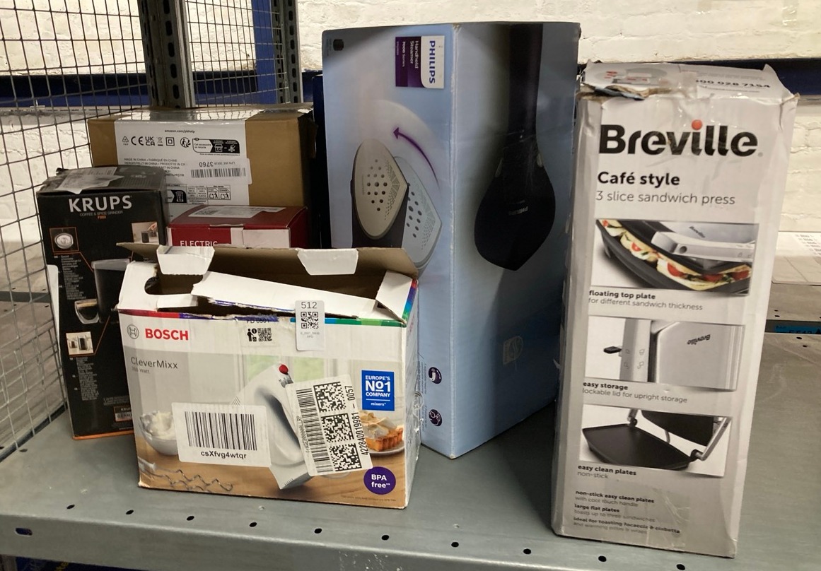 Lot 512  
            Edinburgh SR33 - Delivery Only 

                
QUANTITY OF KITCHEN & APPLIANCES ITEMS TO INCLUDE BOSCH CLEVER MIXX MFQ 3030 GB H...
