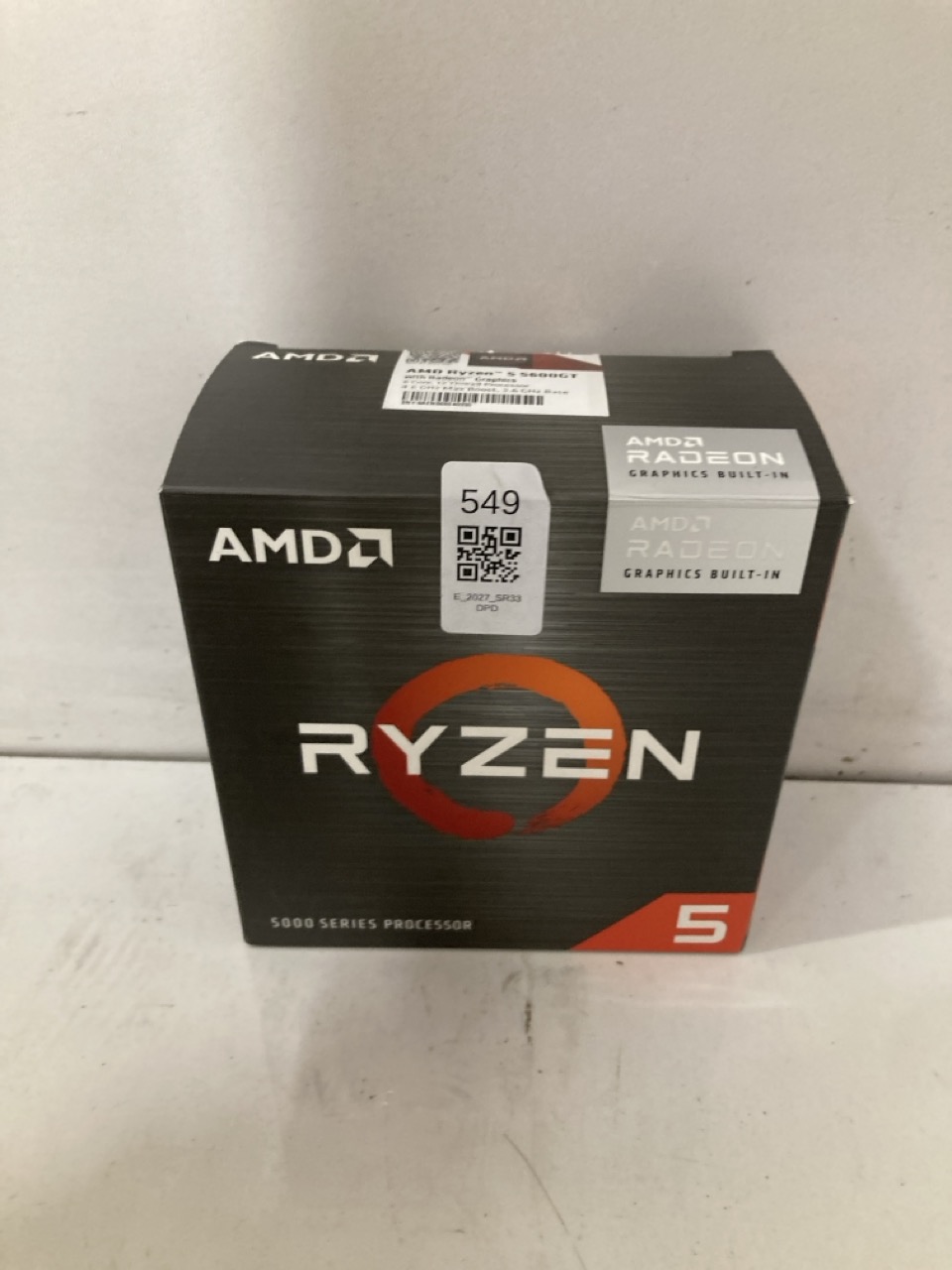 Lot 549  
            Edinburgh SR33 - Delivery Only 

                
AMD RYZEN SETS 5 5600GT PROCESSOR (INTEGRATED RADEON GRAPHICS, 6 CORES/12 THREADS...
