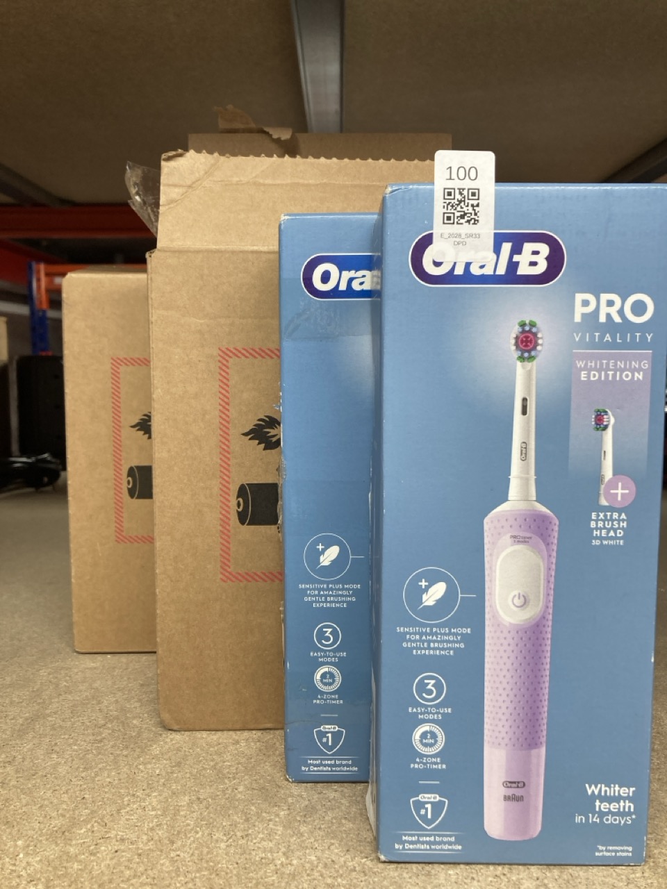 Lot 100  
            Edinburgh SR33 - Delivery Only 

                
QUANTITY OF HEALTH & BEAUTY ITEMS TO INCLUDE ORAL-B VITALITY PRO ELECTRIC TOOTHBR...