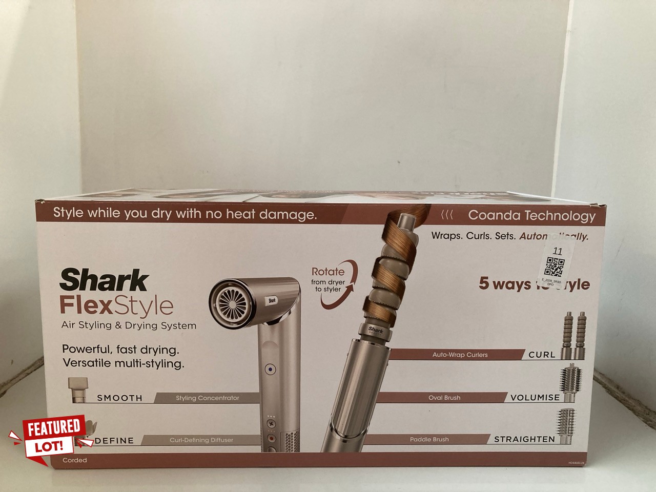 Lot 11  
            Edinburgh SR33 - Delivery Only 

                
SHARK FLEXSTYLE 5-IN-1 AIR STYLER & HAIR DRYER WITH AUTO-WRAP CURLERS, PADDLE BRU...