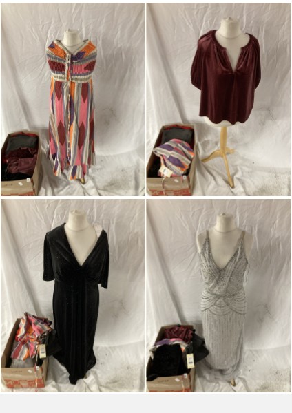 Lot 169  
            Edinburgh SR33 - Delivery Only 

                
1 BOX OF LADIES CLOTHING TO INCLUDE YUMI MULTI COLOR BLOCK PRINT HALTER NECK COTT...