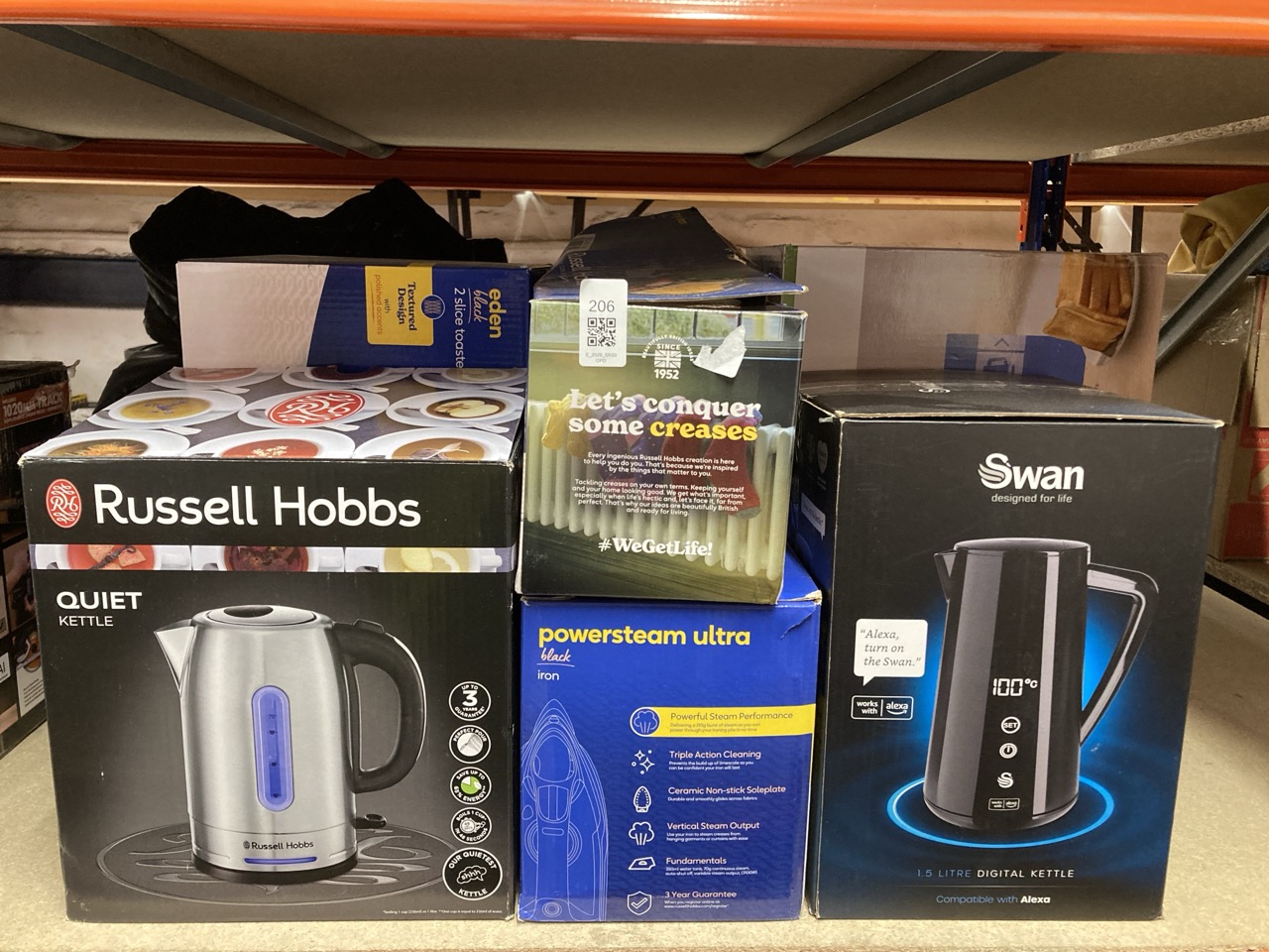 Lot 206  
            Edinburgh SR33 - Delivery Only 

                
QUANTITY OF KITCHEN & APPLIANCES ITEMS TO INCLUDE RUSSELL HOBBS MY IRON STEAM IRO...