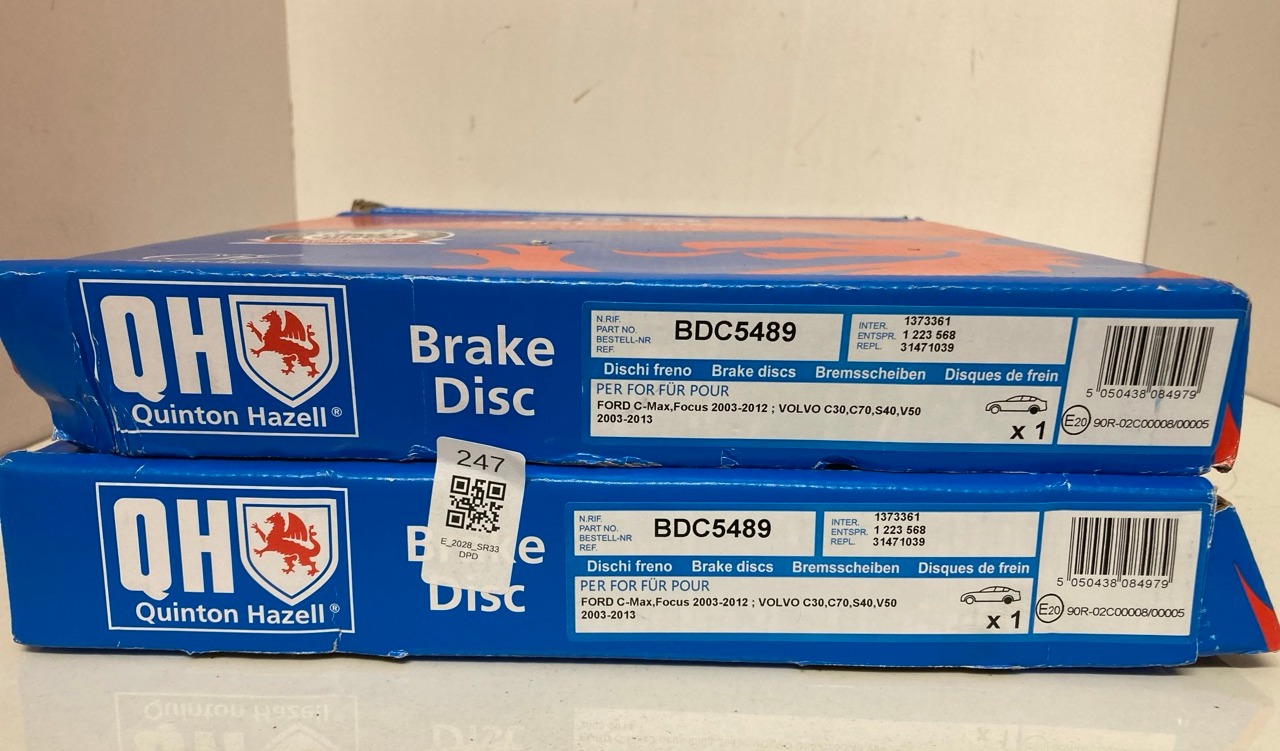 Lot 247  
            Edinburgh SR33 - Delivery Only 

                
2 X QUINTON HAZELL BDC5489 BRAKE DISC SINGLE: LOCATION - C RACK