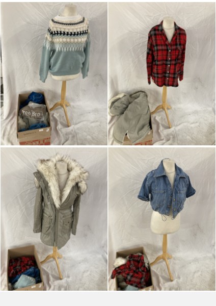 Lot 300  
            Edinburgh SR33 - Delivery Only 

                
1 BOX OF WOMEN'S CLOTHING TO INCLUDE DENIM JACKET SIZE S: LOCATION - D RACK