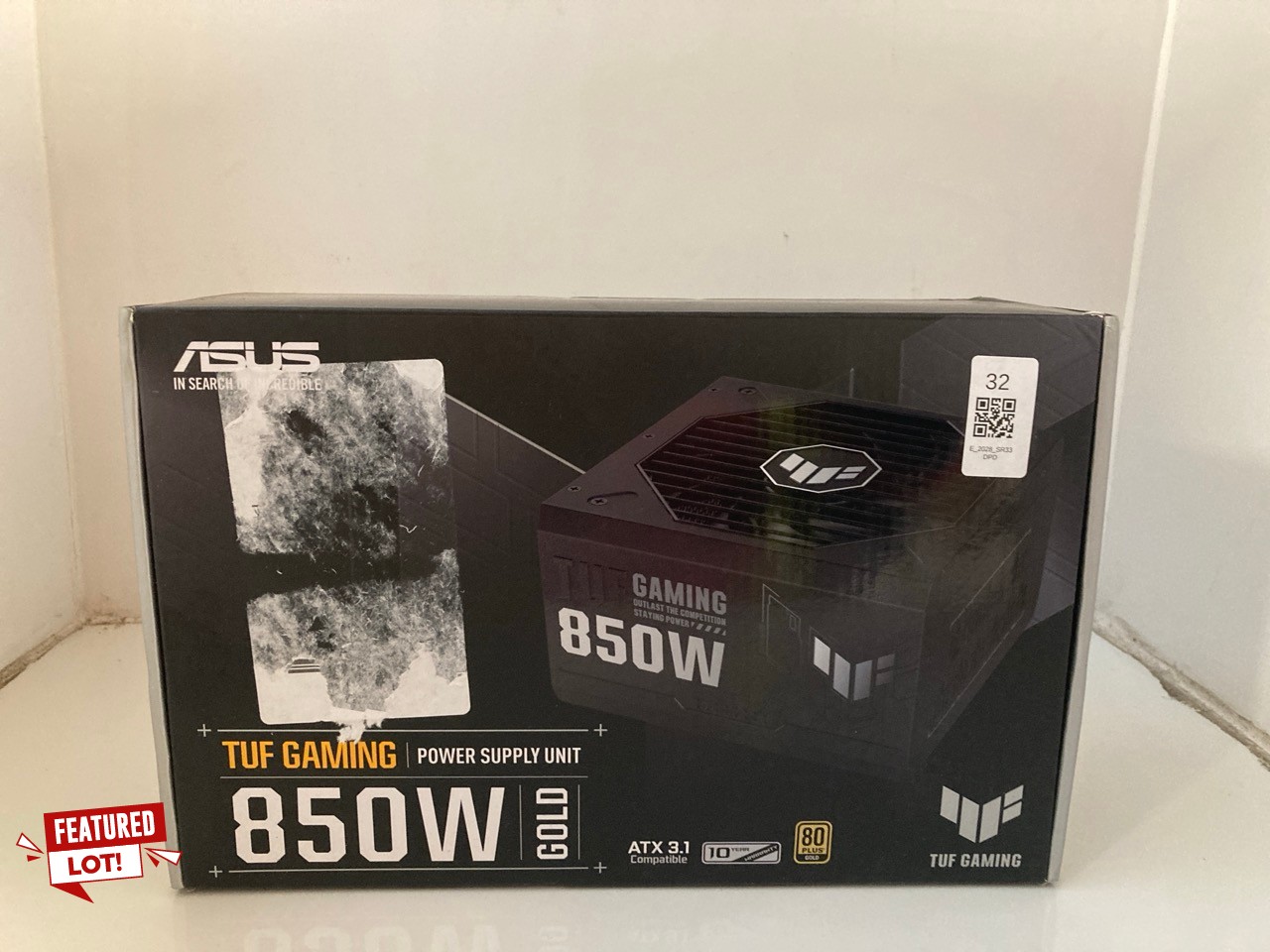 Lot 32  
            Edinburgh SR33 - Delivery Only 

                
TUF GAMING 850W GOLD (850 WATT, ATX 3.0 COMPATIBLE, FULLY MODULAR POWER SUPPLY, 8...